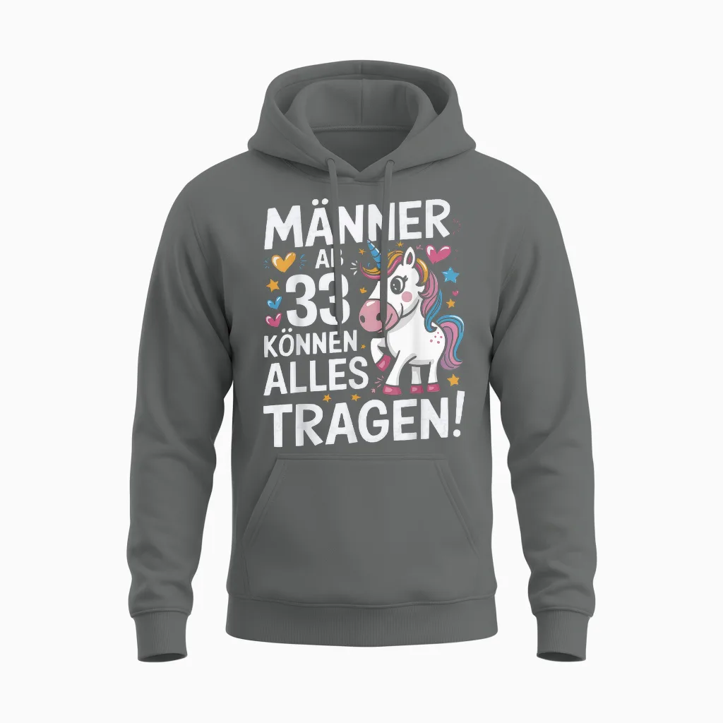 33rd Birthday Man Men from 33 Years Decorative Funny Gift T-Shirt, Black Unisex Hoodie in Graphite Heather