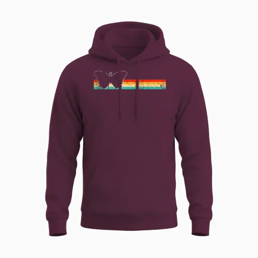 Butterfly Retro Unisex Hoodie in Maroon