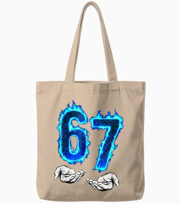 6 7 Meme Six Seven 67 Hands Meme Funny Men Girls Boys Tote Bags in Natural