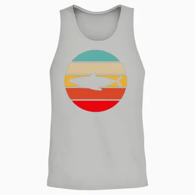 Shark Retro Unisex Tank Top - Ash