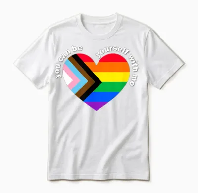 Proud Lgbtq Ally Rainbow Equality Heart Flag Be Yourself Unisex T-Shirt - White