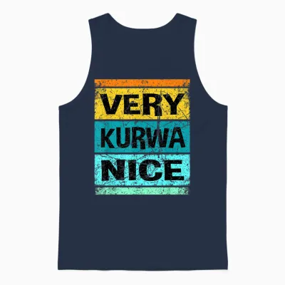 Retro Very Kurwa Nice Shirt Polen Shirt Polska Unisex Tank Top - Navy