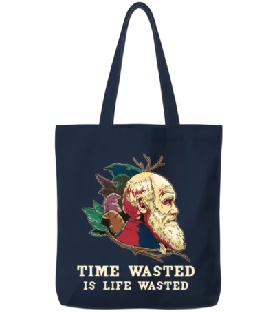 Charles Darwin Atheist Atheism Anti Religion Tote Bags - Navy
