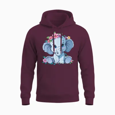 Niedlicher Elefant Mit Blumen I Kinder Elefant Unisex Hoodie - Maroon
