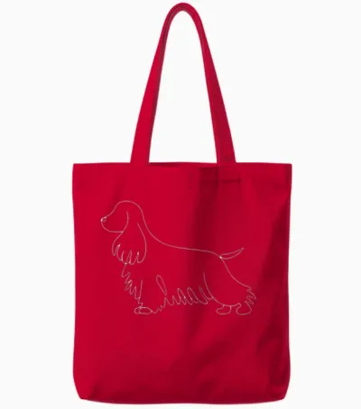 Cocker Spaniel Minimalismus Tote Bags - Red