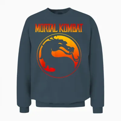 Mortal Kombat Klassic Dragon Gradient Logo Video Game Unisex Sweatshirt - Dark Heather