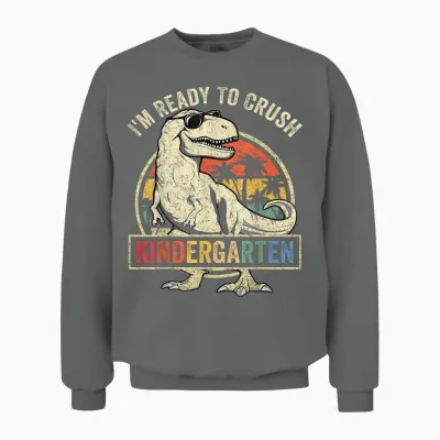 I'm Ready to Crush Kindergarten Back to School Dinosaur Boys Unisex Sweatshirt - Graphite Heather