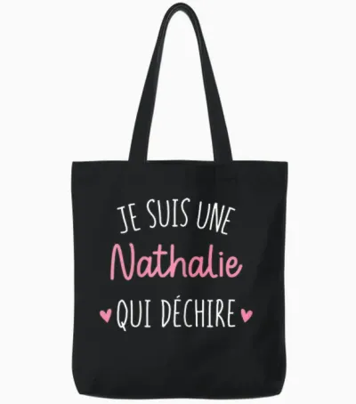 Women's Personalised Gift Name Nathalie Qui Déchire T-Shirt, Black, Female X-Small Tote Bags - Black