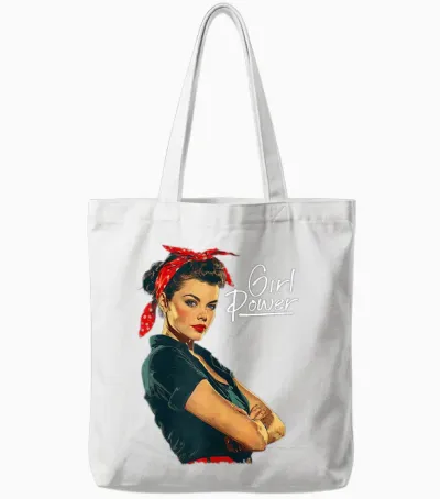 Rockabilly Girl Power T-Shirt, Black Tote Bags - White