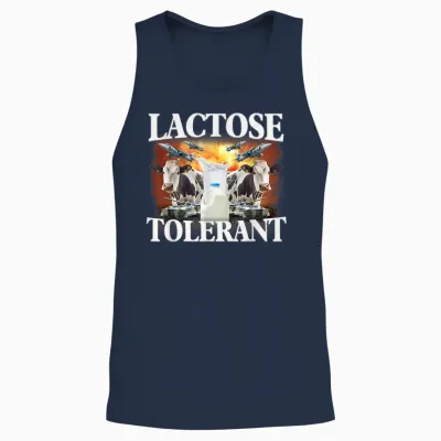 Funny Lactose Retro Pro-Dairy Apparel Unisex-Adults Black Cotton Blend T-Shirt Small Unisex Tank Top - Navy