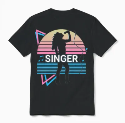 Singer Singing Retro Unisex T-Shirt - Black