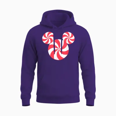 Disney Mickey Mouse Icon Christmas Peppermint Candy Holiday Unisex Hoodie - Purple