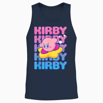 Kirby Nintendo Big Bubble Text Stack Unisex Tank Top - Navy