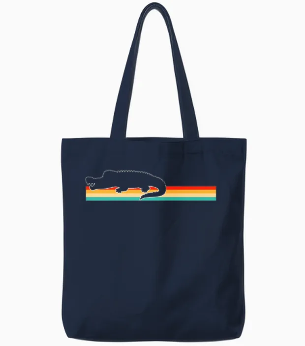 Crocodile Retro Tote Bags in Navy