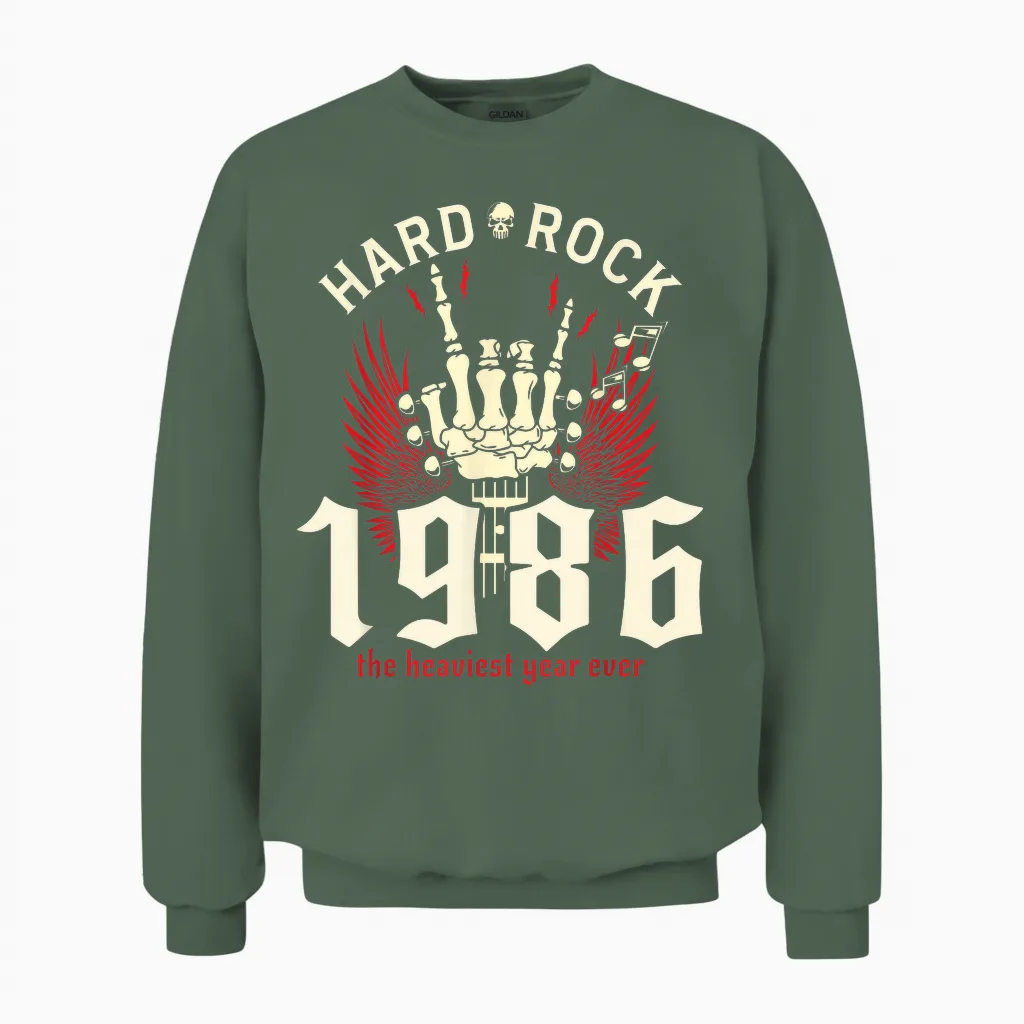 40 Years Vintage Rocker 40th Birthday 1986 Unisex Sweatshirt in Military Green