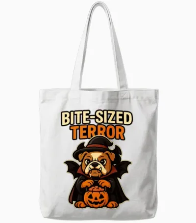 Bulldog Vampire – Halloween Dog Tote Bags - White