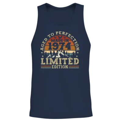 Vintage 1974 Retro Birthday Gift Unisex Tank Top - Navy