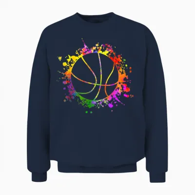 Basketball Colorful Splash Teen Girls Basketball Trainer T-Shirt, White Unisex Sweatshirt - Navy