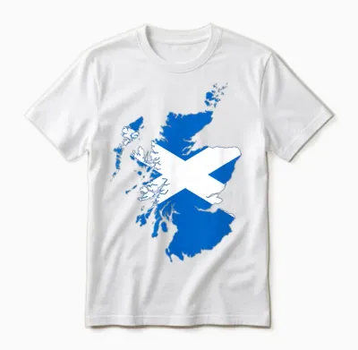 Scotland T-Shirt Scotland T-Shirt Scotland Flag Scotland T-Shirt, Black Unisex T-Shirt - White