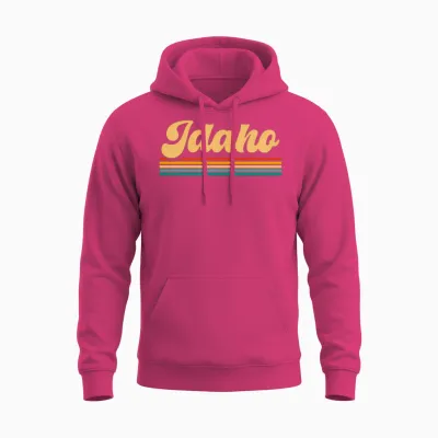 Retro State of Idaho Unisex Hoodie - Heliconia