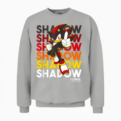 Sonic the Hedgehog Shadow Stacked Text Cool Logo Unisex Sweatshirt - Ash