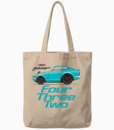 Four Light Blue Tote Bags - Natural