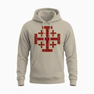 Croix De Jérusalem Chevaliers Du Temple Croisades T-Shirt, Black, S Unisex Hoodie - Sand