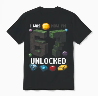 I Was 6 Now I'm 7 Unlocked Level Up Gamer 7e Anniversaire Unisex T-Shirt - Black