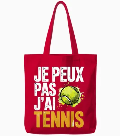 Graphic Original Je Peux Pas J'ai Tennis Tote Bags - Red