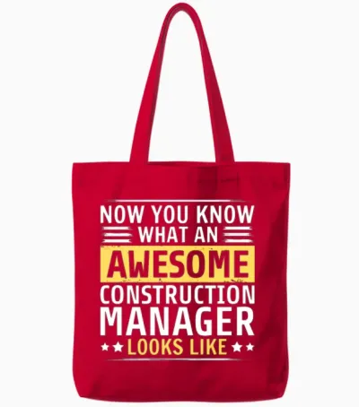 Funny Construction Manager Tote Bags - Red