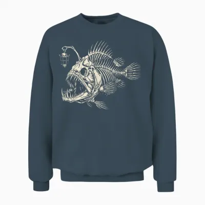 Poisson-Pêcheur Squelette Effrayant Océan Unisex Sweatshirt - Dark Heather