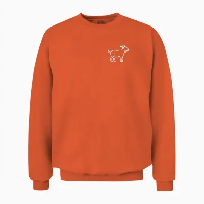 The Pocket Patch Badge Apparel Co. Goat Animal Badge Patch Line Art Icon Outline Gift Unisex Sweatshirt - Orange