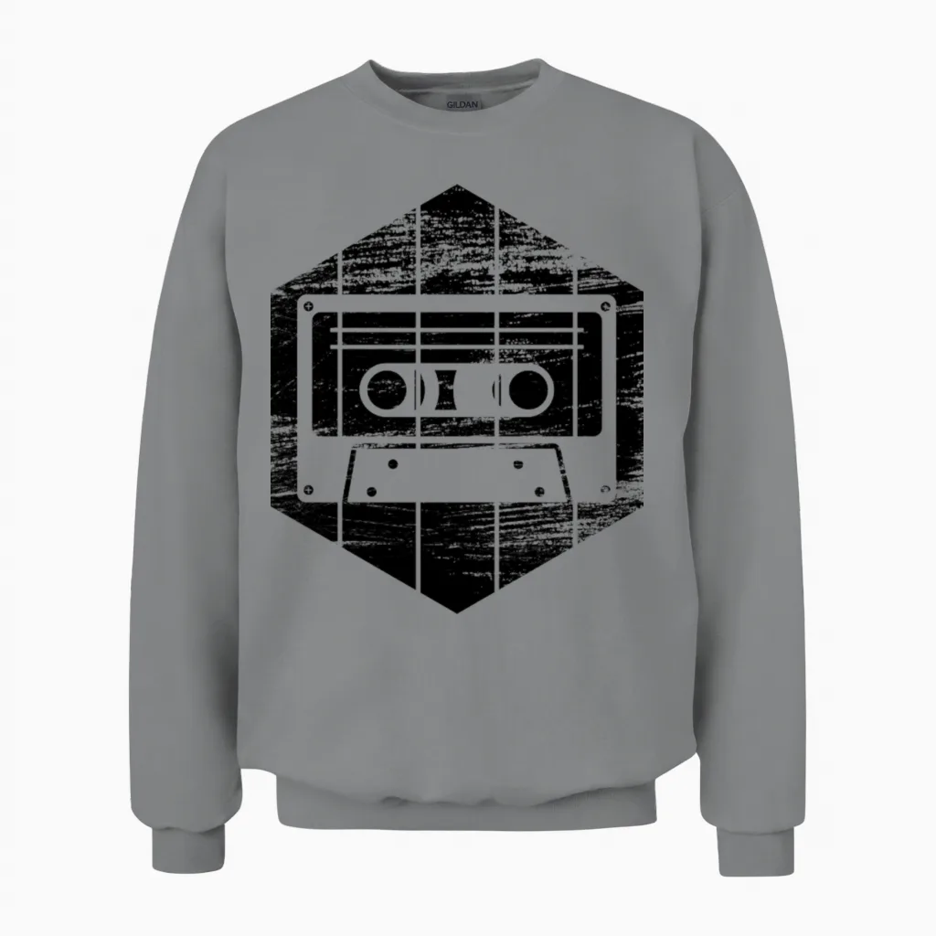 80s Cassette Tape Unisex Sweatshirt in Sport Grey
