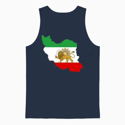 Shiro Khorshid, Iran Flag, شیر و خورشید Unisex Tank Top - Navy