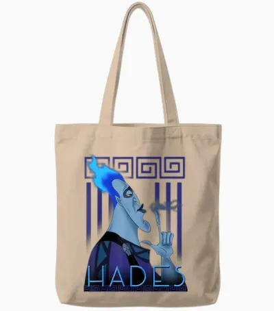 Disney Hercules Hades Geometric Portrait T-Shirt, Black Tote Bags - Natural