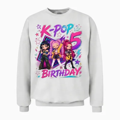 Kids It's My 5th K Pop Birthday Girl 5 Year Old K-Pop Bday Unisex Sweatshirt - White