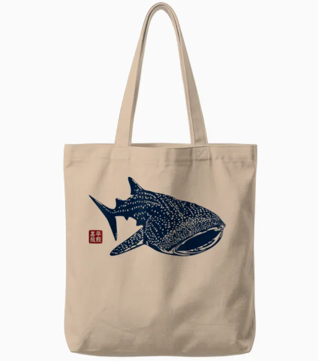 Walhai Mit Traditionellem Japanischen Kanji Siegel Tote Bags in Natural
