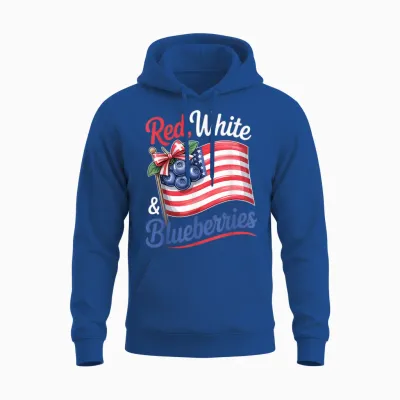 Red White & Blueberries Coquette Flag Bow Unisex Hoodie - Royal