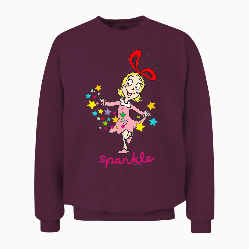 Grinch Cindy Lou Who Sparkle Officially Licensed Unisex Sweatshirt in Maroon
