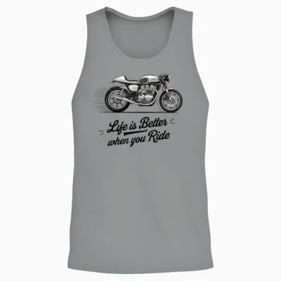 Life Is Better on a Classic Motorcycle, a Bicycle Cafe Racer Retro Unisex Tank Top - Sport Grey