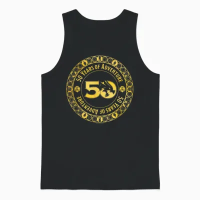 Dungeons & Dragons 50 Years of Adventure Gold Badge T-Shirt, Black, S Unisex Tank Top - Black