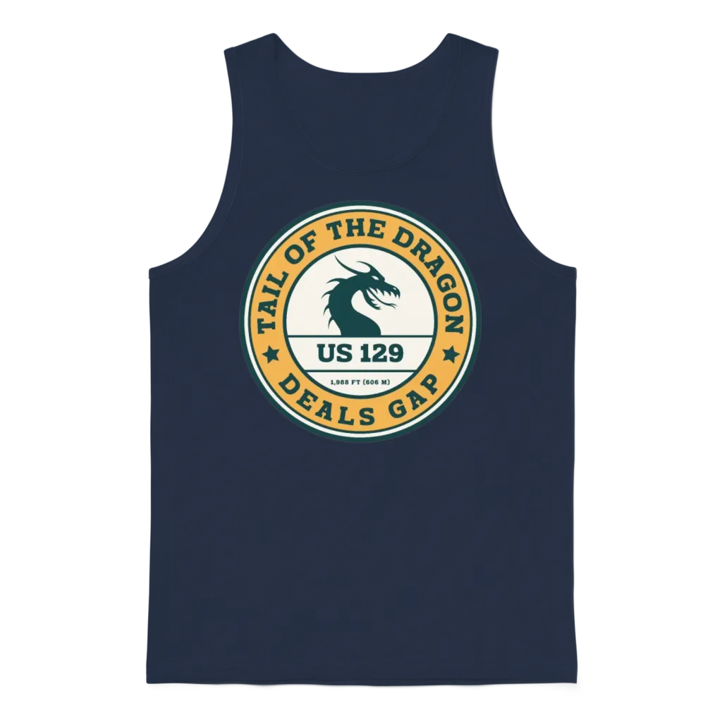 Tail of the Dragon Deals Gap Motorcycle Road Unisex Tank Top - Navy
