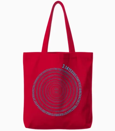 Irrational Number Pi Symbol Infinity Helix Spiral Math Tote Bags - Red