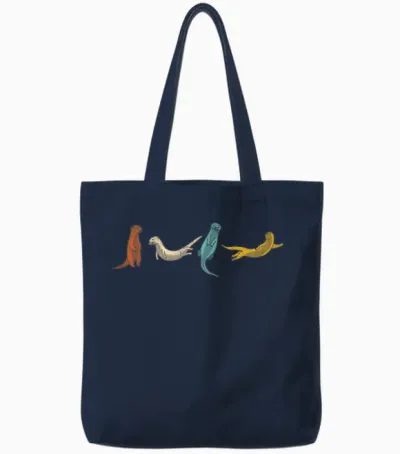 Otter Retro Vintage Tote Bags - Navy