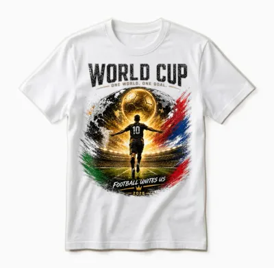 Soccer Football - Wm World Cup 2026, Black Unisex T-Shirt - White