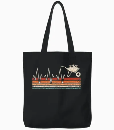 Lustiges Garten Herzschlag Gärtner Gartenarbeit Damen Herren Tote Bags - Black