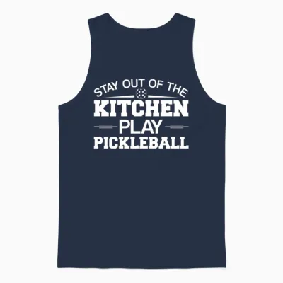Stay Out of the Kitchen Play Pickleball Unisex Tank Top - Navy