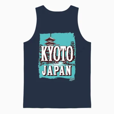Kyoto Pagoda Retro Unisex Tank Top - Navy