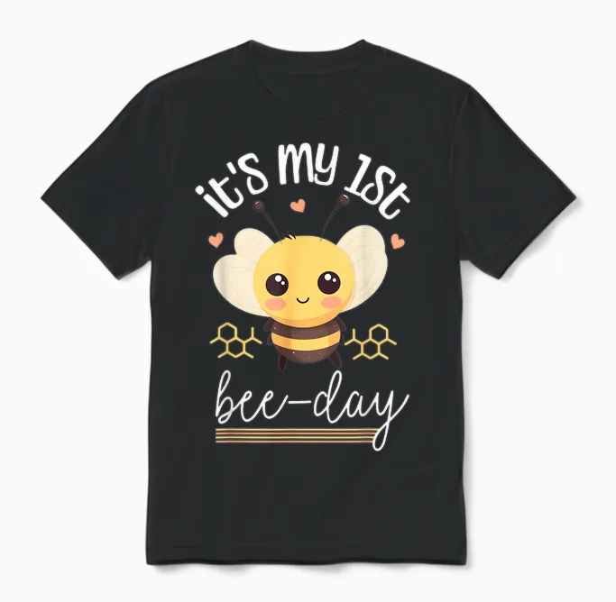 1. Geburtstag Biene, 1. Bienentag, Erste Geburtstagsparty Mädchen Unisex T-Shirt in Black