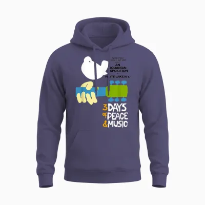 Woodstock Original Event T-Shirt, Gray Unisex Hoodie - Heather Sport Dark Navy